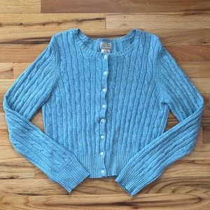 Ralph Lauren Original Blue Cable Knit Cardigan Sweater Size Large